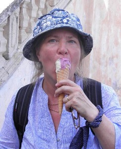 woman eating icecream